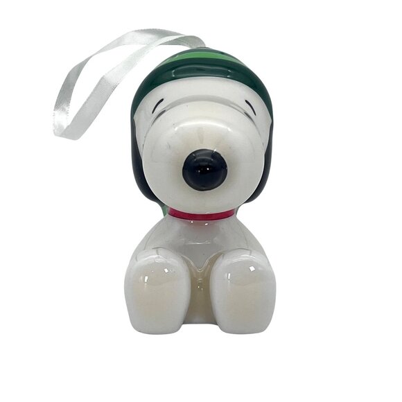 Peanuts Snoopy Plastic Christmas Tree Holiday Ornament 3.5" Green Stocking Hat - Picture 3 of 14